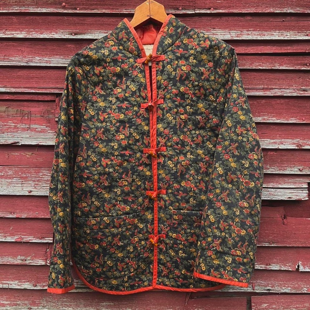 Rare vintage 1970s Gunne Sax by Jessica birds and flowers print quilted jacket